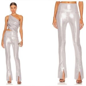 NWT REVOLVE Norma Kamali Silver Spat Legging Size L/36 Festival NYE Party